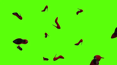 Falling red heels over green screen. Rain of heels Video stock 237027105