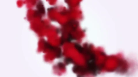 Falling red ink into water on a white background Stock Footage 64730700