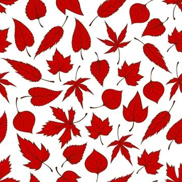 Falling red leaves seamless pattern background 스톡 일러스트