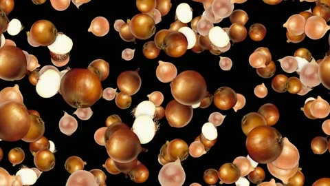 Falling Red ONIONS Background, with Alpha Channel, Loop Stock Footage 131063487