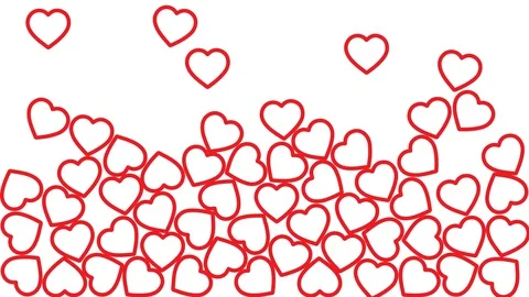 Falling red outline hearts shape video background Stock Footage 129660865