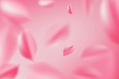 Falling red rose petals isolated on white background. Vector illustration wit Stock Illustration