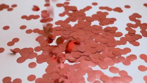 Falling Red Shiny Round Confetti, Festive Confetti Falling, Confetti Scattering. Stock Footage 166092334