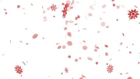 Falling red snowflakes on white background. Abstract happy decorative elements Stock Footage 256243082