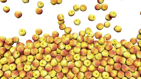 Falling ripe peaches on white background. Vídeo Stock 285392048