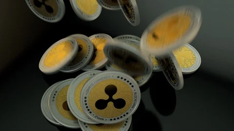 Falling Ripple crypto currency coins Stock Footage 88945644