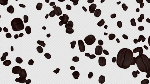 Falling Roasted Coffee Beans Background on Alpha Channel, Loop 库存影片 314726185