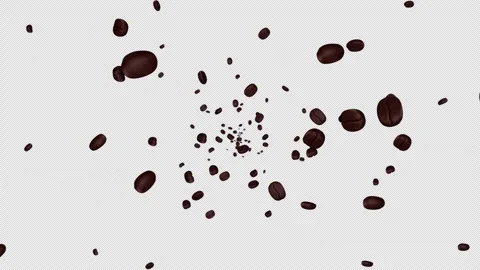 Falling Roasted Coffee Beans Background on Alpha Channel, Loop 库存影片 314726842