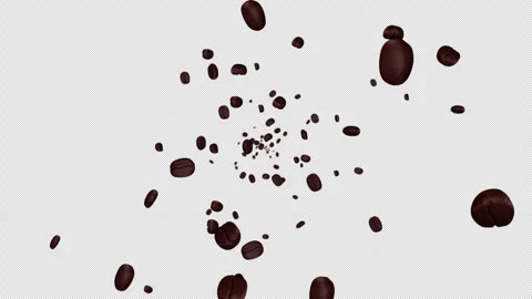 Falling Roasted Coffee Beans Background on Alpha Channel, Loop 库存影片 314727730