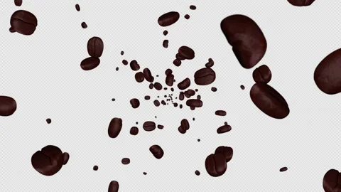 Falling Roasted Coffee Beans Background on Alpha Channel, Loop 库存影片 314728829