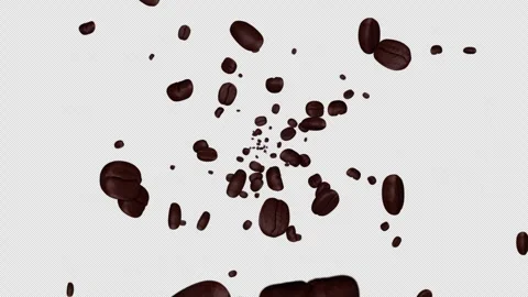 Falling Roasted Coffee Beans Background on Alpha Channel, Loop 库存影片 314730104