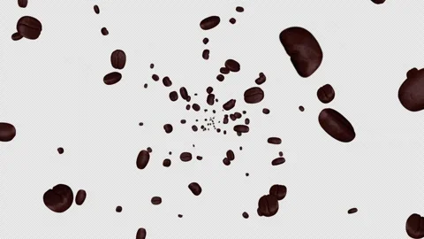 Falling Roasted Coffee Beans Background on Alpha Channel, Loop 库存影片 315597567