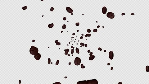 Falling Roasted Coffee Beans Background on Alpha Channel, Loop 库存影片 319052969