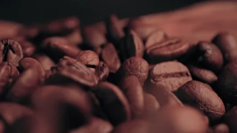 Falling roasted coffee beans Stock Footage 150169032