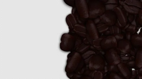 Falling Roasted Coffee Beans Transition on Alpha Channel, Loop 库存影片 314725134