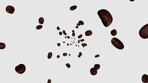 Falling Roasted Coffee Beans Transition on Alpha Channel, Loop 库存影片 317276528