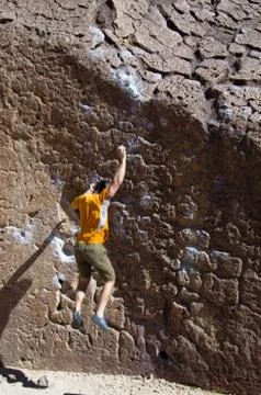 Falling rock climber Foto stock