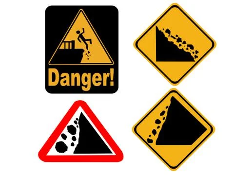 Falling rock signs Stock Illustration