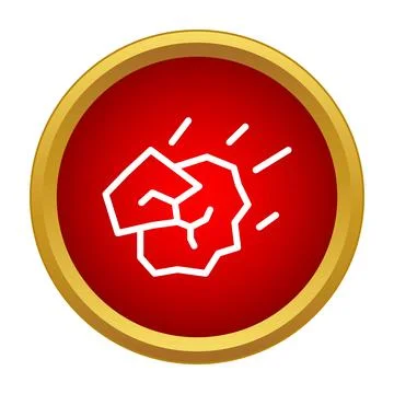 Falling rock warning sign on red background Stock Illustration