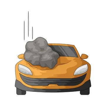 Falling rocks on car illustration Stock Illustration