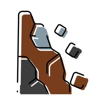 Falling rocks creating landslide danger at cliff face Stock Illustration