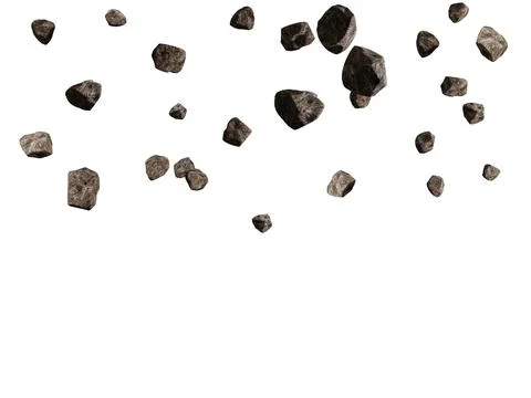 Falling rocks  isolated on white background. 3d rendering illustration. Stock Photos