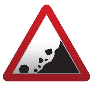 Falling Rocks Road sign Stock Illustration