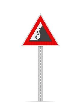 Falling rocks road sign Stock Illustration