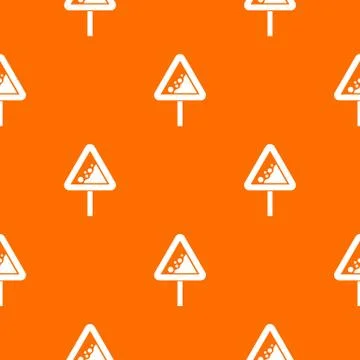 Falling rocks warning traffic sign pattern seamless Illustrazione stock