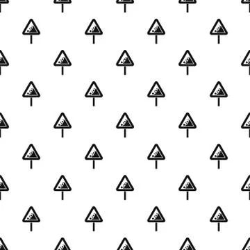 Falling rocks warning traffic sign pattern Illustrazione stock