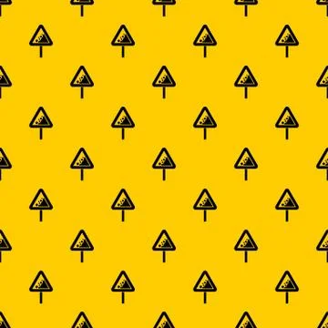 Falling rocks warning traffic sign pattern vector Stock Illustration