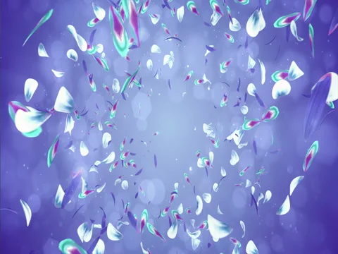 Falling Romantic Violet Blue Green Flower Petals Flying Background Loop 4k Stock Footage 71414382