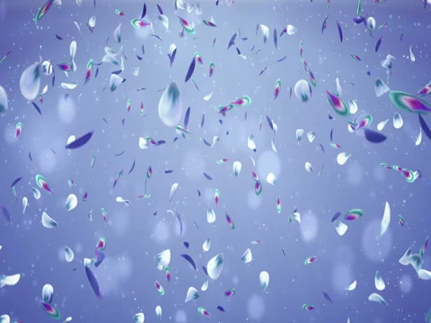 Falling Romantic Violet Blue Green Flower Petals Flying Light Background Loop 4k Video stock 71414438