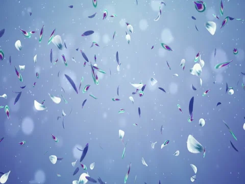 Falling Romantic Violet Blue Green Flower Petals Flying Background Loop 4k Stock Footage 71414520