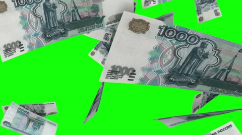Falling Rubles (Loop on Greenscreen) Video stock 39173613