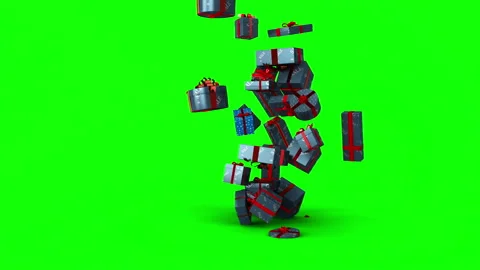 Falling sale gift boxes with matte mask and chroma key in 4K Stock Footage 162891667