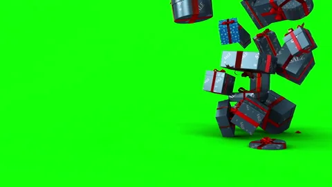 Falling sale gift boxes with matte mask and chroma key in 4K Vídeos de archivo 162891846