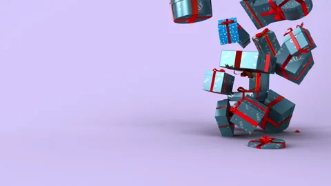 Falling sale gift boxes with separate alpha channel in 4K Stock Footage 162891601