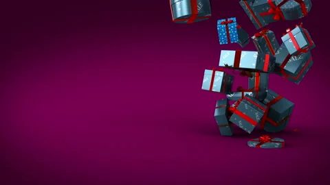 Falling sale gift boxes with separate alpha channel in 4K Stock-Footage 162891872