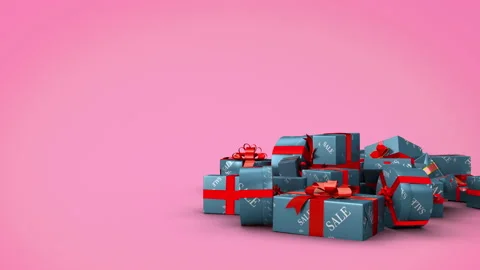Falling sale gift boxes with separate alpha channel in 4K Video stock 162892169