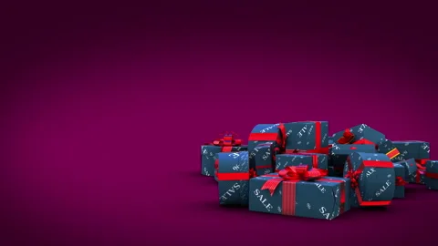 Falling sale gift boxes with separate alpha channel in 4K Stock Footage 163047839