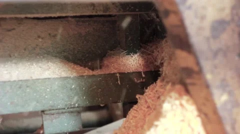 The falling sawdust under the machine Stock Footage 66445857