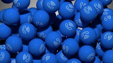 Falling Screen Balls Transition Animation with Calling Symbol Stock Footage 98756606