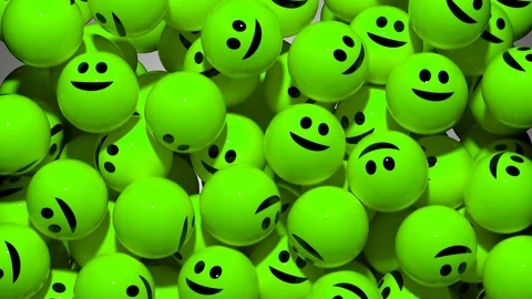 Falling Screen Balls Transition Animation with Smiling Symbol Stock Footage 98759932