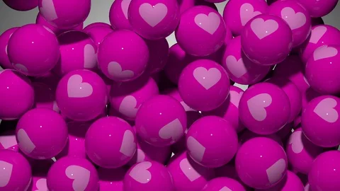 Falling Screen Balls Transition Animation with Heart Symbol Video stock 98763527