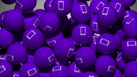Falling Screen Balls Transition Animation with Phone Symbol Video stock 98764260