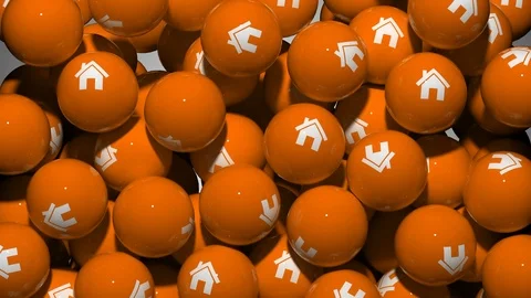 Falling Screen Balls Transition Animation with Home Symbol Video stock 98775240