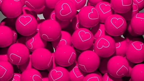 Falling Screen Balls Transition Animation with Heart Symbol Video stock 98778589