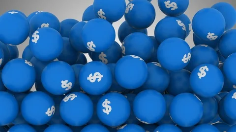 Falling Screen Balls Transition Animation with Dollar Symbol Video stock 99318761