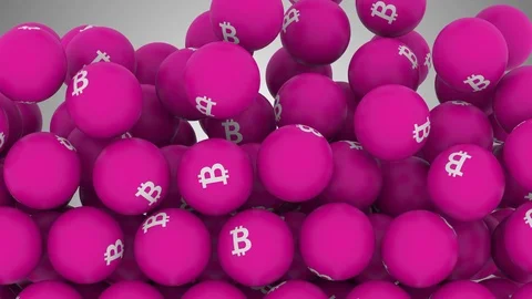 Falling Screen Balls Transition Animation with Bitcoin Symbol Video stock 99321070